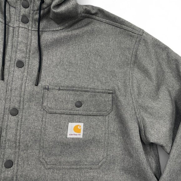Carhartt Rain Defender Gray Fleece Lined 105022 Hooded Coat Jacket Men's XL - Picture 5 of 11
